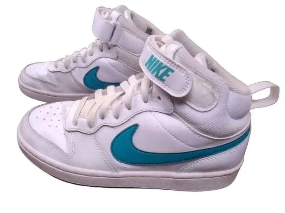 Nike Court Borough Mid 2 GS White Aquamarine Sneakers Shoes Youth 5.5